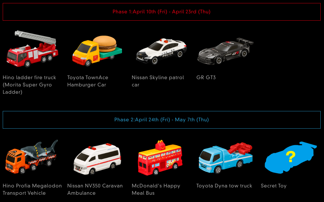 McDonalds Tomica Mystery Car